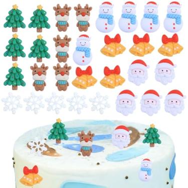 Imagem de 30 Pack Resin Christmas Cupcake Toppers Santa Claus Snowman Tree Cupcake Picks Resin Socks Cup cake Toppers for Christmas Theme Birthday Baby Shower Decor Supplies