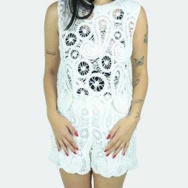 Imagem de Conjunto Saída de Praia Feminino Top e Short - BAUARTE, Branco