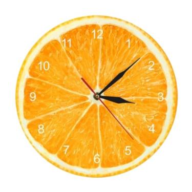 Imagem de XFNVXC Relógio de parede para quarto e casa relógio de parede digital vintage relógio de acrílico doméstico quarto bar decoração sem bateria relógio de parede para sala de estar (cinza) (laranja 30,5