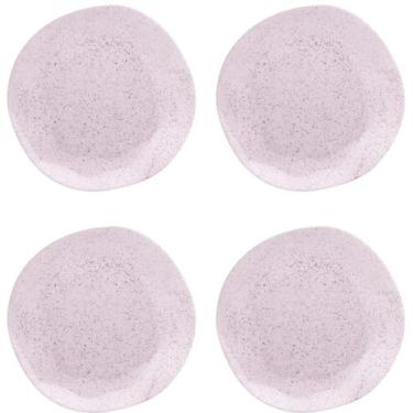 Imagem de Kit Jogo 4 Pratos Fundos Oxford Porcelana Ryo Pink Sand 22,5 cm