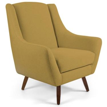 Imagem de Poltrona Decorativa Fixa Pés de Madeira Juliet D02 Veludo Mostarda C-279 - Lyam Decor