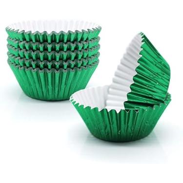 Imagem de Forros de cupcake, 100 peças, tamanho padrão, folhas de cupcake, formas de assar, caixas de papel para muffin (verde)