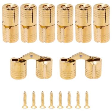 Imagem de BENLIUDH Dobradiças cilíndricas de barril de latão de 12 mm, armário oculto, invisível, dobradiças para móveis, ângulo de abertura de 180 graus, 8 peças