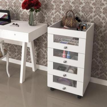 Imagem de Penteadeira/CarrinhoMaquiagem Com 4 Gavetas Cr35022 Branca - MULTIMOVE