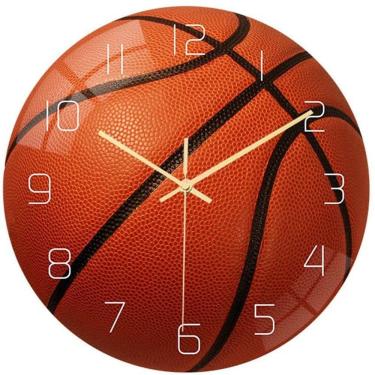 Imagem de Relógio de parede com design de basquete sem tique-taque silencioso de 30 cm