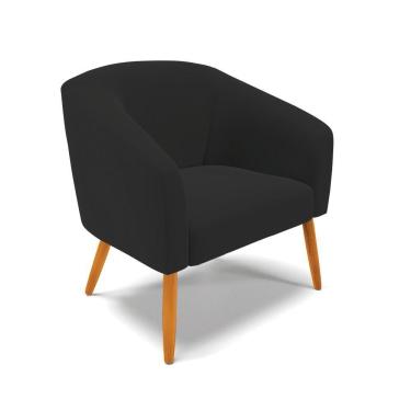 Imagem de Cadeira Sala De Jantar Pé Palito Castanho Stella Sintético Pu D03 - D'rossi Cor Preto