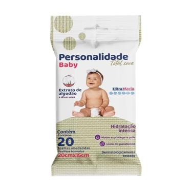 Imagem de Toalha Umedecida Personalidade Baby Total Care Extrato de Algodão e Aloe Vera Ultra Macia 20 unidades 20cm X 15cm