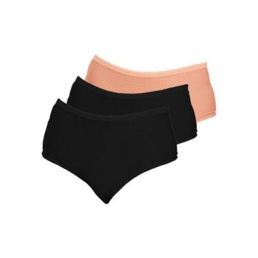 Imagem de Kit com 3 Calcinhas Alta Dilady 203203 Plus Size, Preto, 54