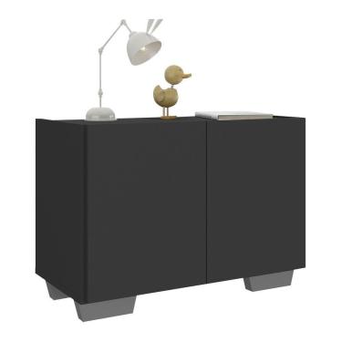 Imagem de Mesa De Cabeceira Com Pés 2 Portas Mp4134 Preta cinza Preto cinza