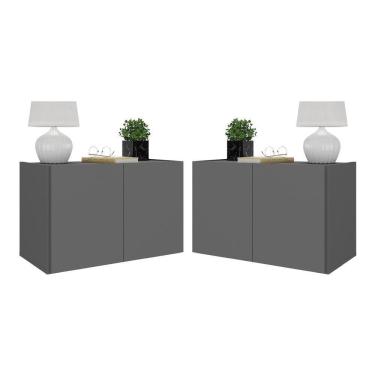 Imagem de Kit 2 Mesas De Cabeceira Suspensas 2 Portas Multimóveis Mp4137 Grafite Grafite