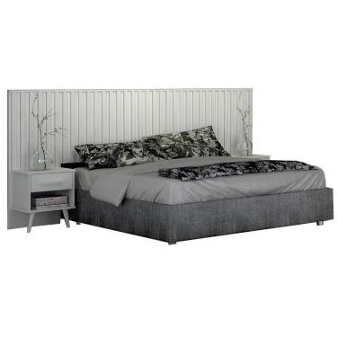 Imagem de Cabeceira Casal Ripado Milano Branco Leifer Móveis