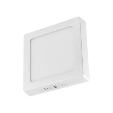 Imagem de Plafon Taschibra Angra 25cm Quadrado Branco E27 Bivolt Com Lâmpada 4000k Neutro