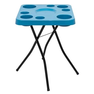 Imagem de Mesa Petisqueira Dobrável Portátil Bandeja Churrasco Praia Bar Bares Piscina Área de Lazer Camping - Itagold (Azul)