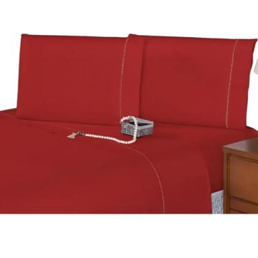 Imagem de Kit 2 Fronhas Avulsas Estampadas Para Travesseiro Malha 100% Algodão Toque Macio Com Zíper Hotel Pousada (Vermelho, 70x45 cm)