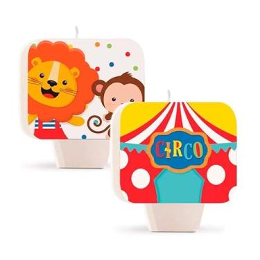 Imagem de Vela de Aniversário Dupla Face Circo Vermelho