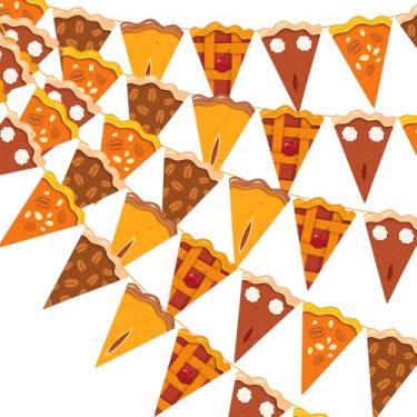 Imagem de Gersoniel 60 peças de decoração de festa de torta de abóbora de Ação de Graças bandeira de papel de bandeira triângulo guirlandas para decoração de lareira de outono amizade colheita chá de bebê