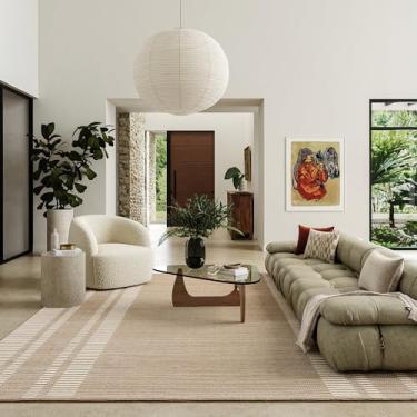 Imagem de Rugs USA Tapete de lã reversível listrado Kate & Kevin Love x Virgo, 3x5, natural