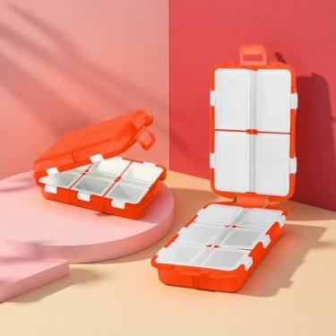 Imagem de Caixa de comprimidos de plástico PP, caixa de embalagem semitransparente de 2 camadas com 10 grades, caixa de armazenamento portátil para viagens e viagens