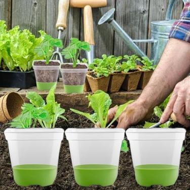 Imagem de Vasos quadrados de plástico para berçário, vaso de plantas transparente com base de silicone macio para transplante fácil, vasos de flores com orifícios de drenagem, vaso de mudas reutilizável (7,8 x