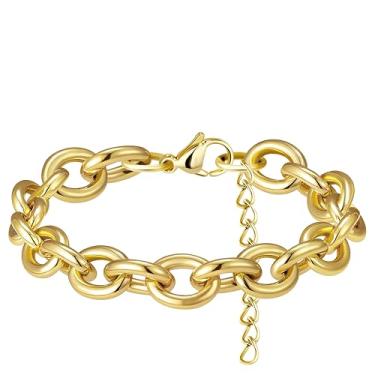 Imagem de Poxtex Pulseiras de ouro Jesus Cruz para mulheres modernas, pulseiras religiosas banhadas a ouro 14K delicadas para mulheres, presentes de batismo cristão para mulheres, mãe e ela, 9, Sem Pedra