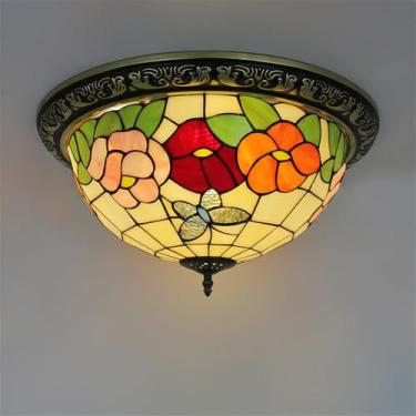 Imagem de Luminária de teto LED contemporânea de luxo para quarto, estilo retrô americano, criativa, para sala de estar, restaurante, escritório, casa de campo, hotel, corredor, café, bar, com vidro c