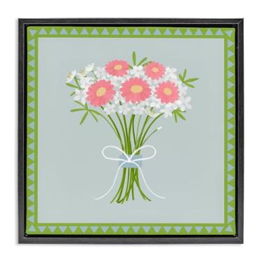 Imagem de Stupell Industries Arte de parede em tela flutuante marrom com borda buquê de primavera, design por Adrienne Morris, 45,7 x 45,7 cm