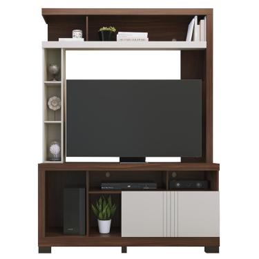 Imagem de Estante Home Theater Elba Nogueira Real-off White Matte Para Tv Até 50? - Colibri Nogueira Real-off White Matte