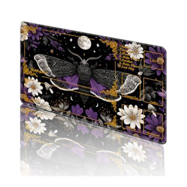 Imagem de TOEMZTFT Playmat for MTG, with Free Storage Bags,Game Mat 24 x 14 inches, TCG and Board Game Mat for Cards,Mousepad Desk Mats，Floral Moon Moth