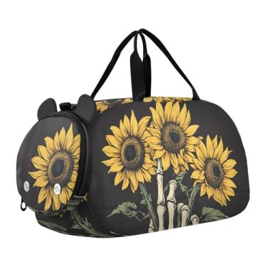 Imagem de Quteprint Bolsa esportiva infantil para meninos e meninas – Bolsa de ginástica 100% poliéster com compartimento separado para sapatos, alça de ombro ajustável, bolsa compacta para viagem e treino