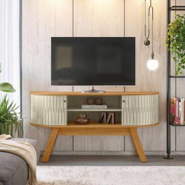 Imagem de Rack Tv 55 Pol 136cm Bancada Para Sala Rylan M20 - D`rossi Cor Cumaru E Opala