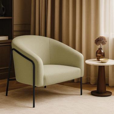 Imagem de Poltrona Sala Industrial Alta Preto Stella Bouclê D03 - D`rossi Cor Pistache