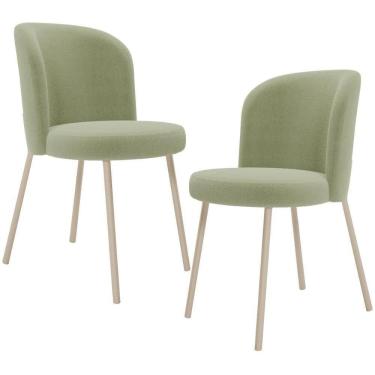 Imagem de Kit 02 Cadeiras Para Sala De Jantar Cozinha Estofada Gavi Arena L02 Bouclê Oliva - Lyam Decor