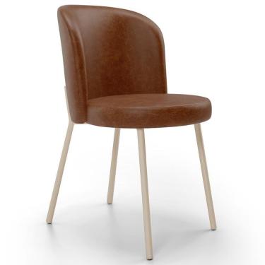 Imagem de Cadeira Para Sala De Jantar Cozinha Estofada Gavi Arena L02 Couríssimo Marrom - Lyam Decor
