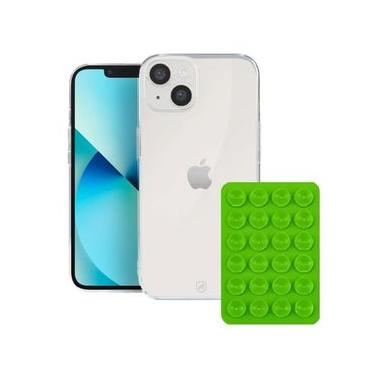 Imagem de Kit Capa Crystal Slim para Iphone 13 + Ventosa VERDE Gshield