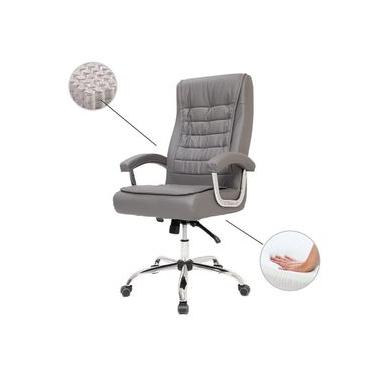 Imagem de Cadeira de Escritório Big Presidente Pillow Top Cinza - Conforto Extra, Ergonômica, Apoio Lombar