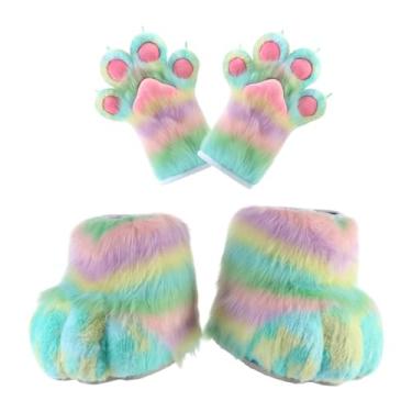 Imagem de Baoblaze Luvas de garra para cosplay com botas peludas, acessórios para fotos para festa de baile de máscaras