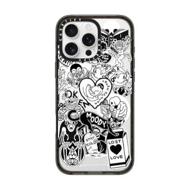 Imagem de CASETiFY Capa Impact para iPhone 16 Pro Max [2,5 m 4X proteção contra quedas de grau militar/compatível com Magsafe] - colagem de adesivo Darling fosco - preto transparente