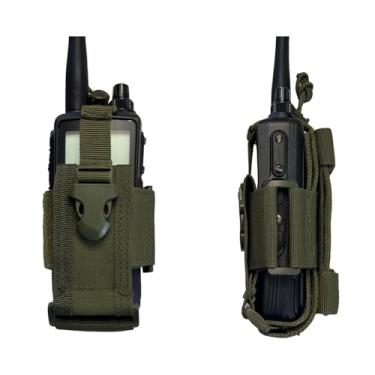 Imagem de Sarcia Coldre de rádio, bolsa de rádio Molle para rádios militares resistentes, bolsa coldre para walkie talkie de duas maneiras compatível com Motorola Baofeng Kenwood Verde, pacote com 2