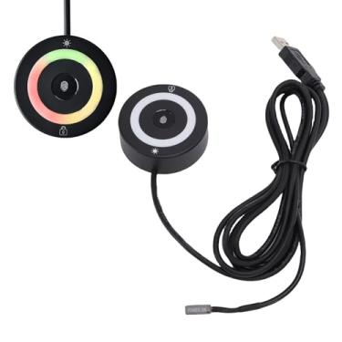 Imagem de VBESTLIFE Leitor de Impressão Digital USB, Chave de Alimentação Externa para Laptop PC, Registrador de Impressão Digital USB Biométrico de Correspondência Rápida de Toque de 360 ​​°, RGB,
