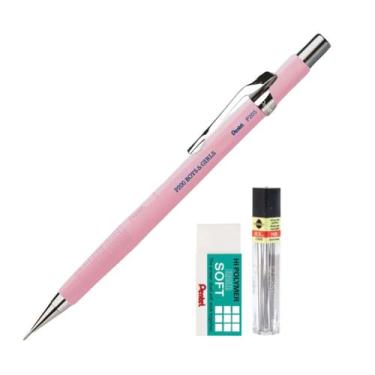 Imagem de Kit Lapiseira Pentel P200 0,7 mm Rosa Pastel Grafite e Borracha
