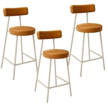 Imagem de Kit 03 Banquetas Baixa Cozinha Sala Jantar Bancada Milão Arena L02 mat