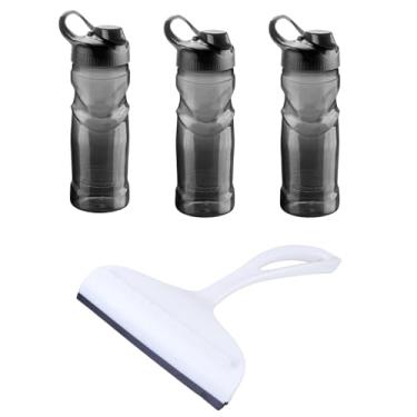 Imagem de Kit 2 Rodo de pia Branco e 3 Garrafa Plástica Fitness Preto 500ml