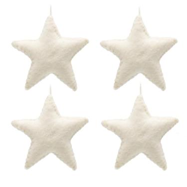 Imagem de Glaciart One Ornamentos de estrela de feltro | 8,9 cm pronto para pendurar (4 peças) - Use como decoração de parede em casa, enfeites de Natal, guirlanda de estrela de feltro, decoração de festa