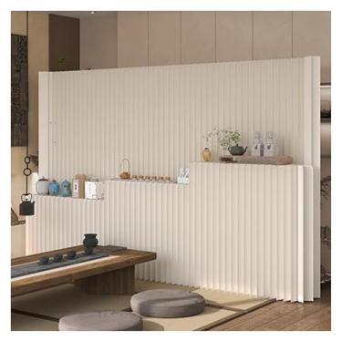 Imagem de Room divider Biombos dobráveis ​​de papel para divisórias de ambientes, com três prateleiras para maior privacidade, ideais para salas de estar, halls de entrada e áreas de lazer.(3X2.4M/9.8X7.8FT)