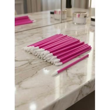 Imagem de 50 peças descartáveis para batom e brilho labial, pincel de maquiagem, kit de ferramentas rosa