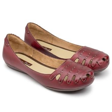 Imagem de Sapatilha Feminina em Couro Legítimo, Confortável, Palmilha Acolchoada, Casual, Cano Baixo, Resistente à Água (BR, Adulto, Numérico, 39)