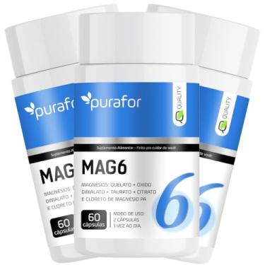 Imagem de Kit 03 Mag6 | Suplemento Magnésio 6em1| Quelato, Taurato, Dimalato | Alta Absorção | Recuperação e Equilíbrio | 180 Cápsulas