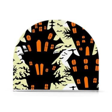 Imagem de Qilmy Porta-guardanapos acrílico Graffiti Castle & Bats, porta-guardanapos de coquetel de plástico transparente para mesas de restaurante de cozinha, 1 peça