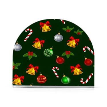 Imagem de JUZIHAI Porta-guardanapos de enfeites de Natal vívidos para mesa, dispensador de guardanapo de acrílico, suporte de lenços independente de mesa para cozinha, jantar, bar, festa, decoração de casa