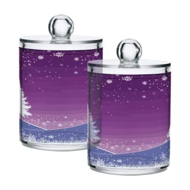 Imagem de Qilmy Pacote com 2 suportes brancos para árvores de Natal, frascos de boticário de 400 ml, vasilha organizadora de banheiro para cotonetes, bolas de algodão, almofadas de maquiagem, fio dental, sais